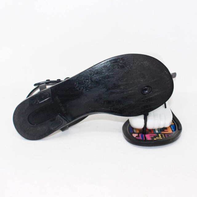 FENDI 30156 Black Rubber Sandals US 7 EU 37 j