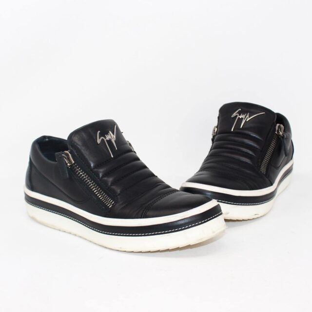 GIUSEPPE ZANOTTI 39159 Black Leather Sneakers US 7 EU 37 a