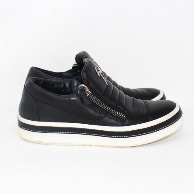 GIUSEPPE ZANOTTI 39159 Black Leather Sneakers US 7 EU 37 b