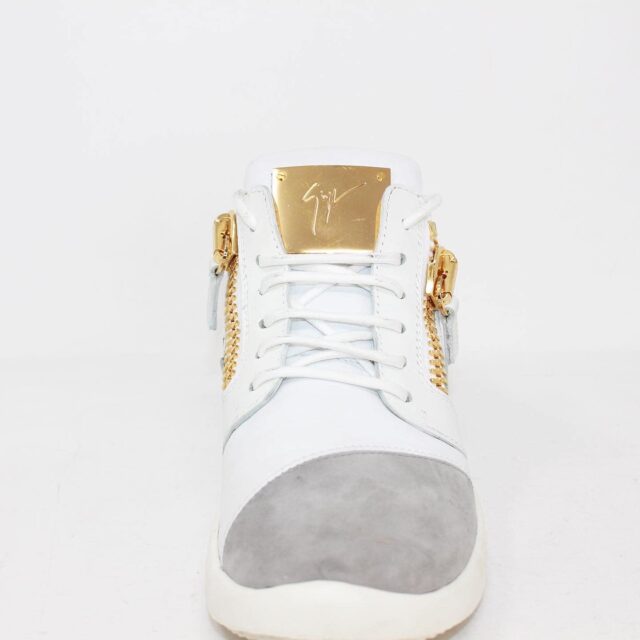 GIUSEPPE ZANOTTI 39160 White Leather Grey Suede Sneakers US 7.5 EU 37.5 f
