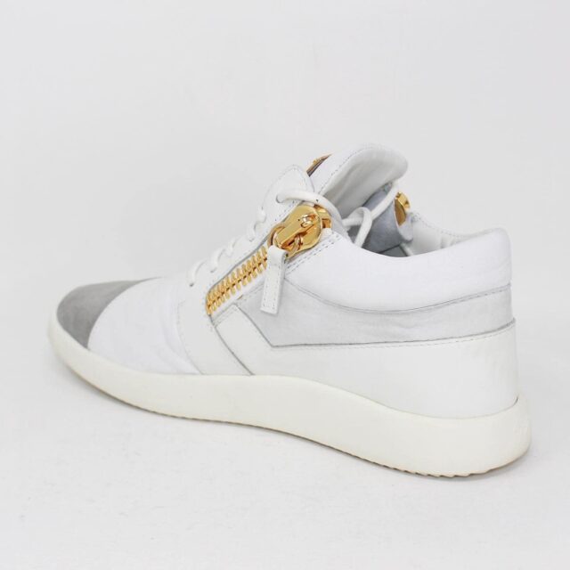 GIUSEPPE ZANOTTI 39160 White Leather Grey Suede Sneakers US 7.5 EU 37.5 h