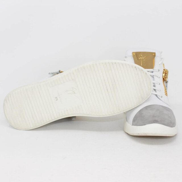 GIUSEPPE ZANOTTI 39160 White Leather Grey Suede Sneakers US 7.5 EU 37.5 i