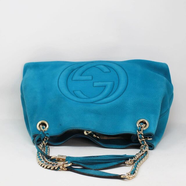 GUCCI 36715 Soho Turquoise Leather Shoulder Bag f