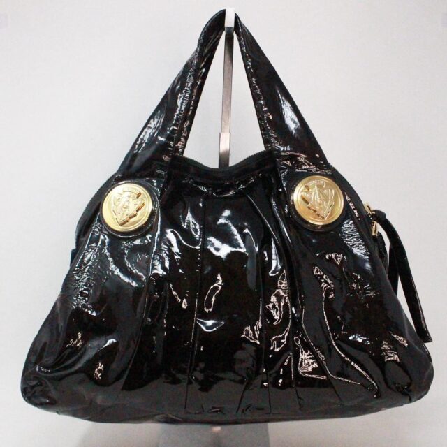 GUCCI 39046 Hysteria Black Patent Leather Shoulder Bag a