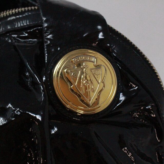 GUCCI 39046 Hysteria Black Patent Leather Shoulder Bag g