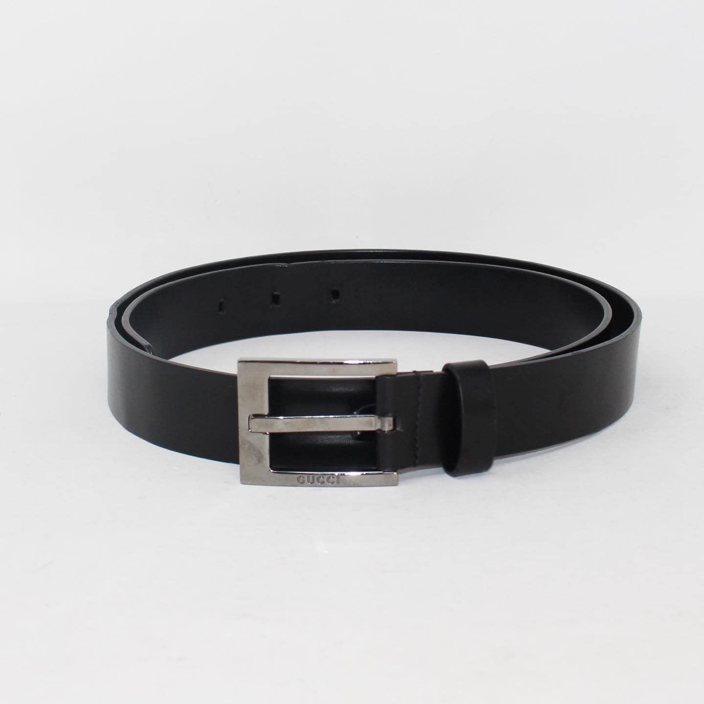 GUCCI 39143 Black Leather Belt a