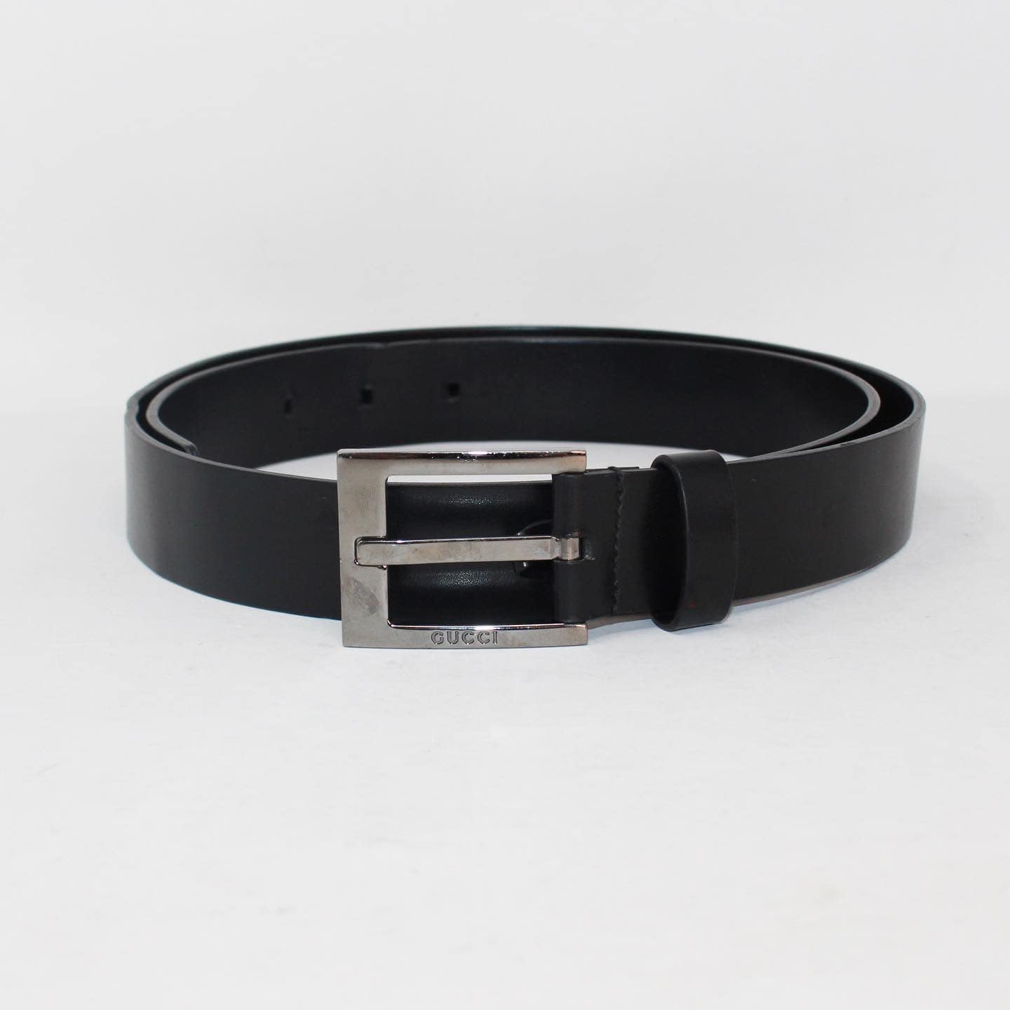 GUCCI 39143 Black Leather Belt b