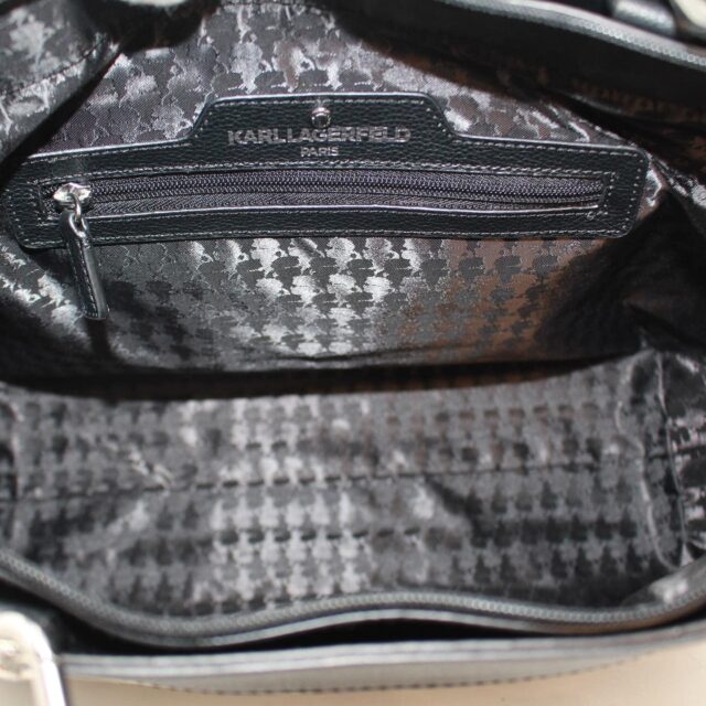KARL LAGERFELD 39107 Black Leather Fabric Plastic Large Tote Bag i