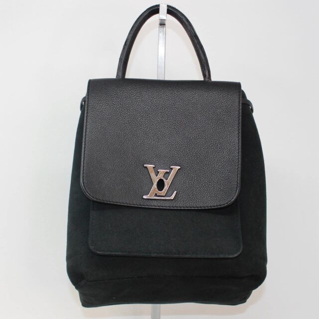 LOUIS VUITTON 39400 LockMe Black Suede Leather Backpack a