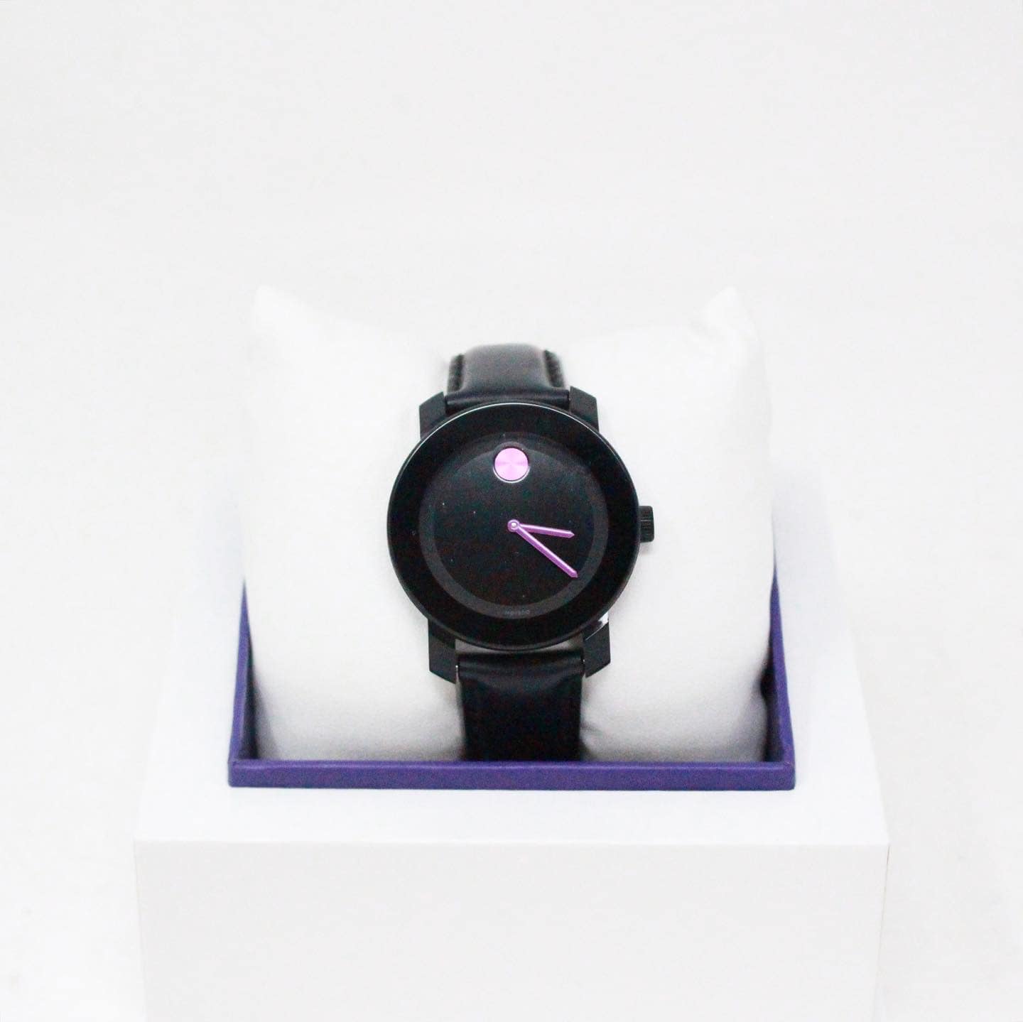 MOVADO Bold Black Dial Pink Accent Watch a