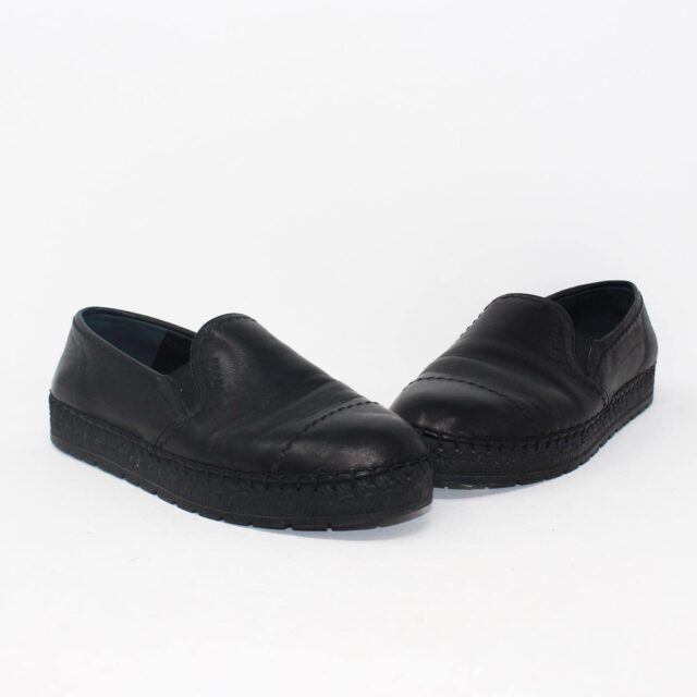 PRADA 39175 Black Leather Loafers US 7.5 EU 37.5 a