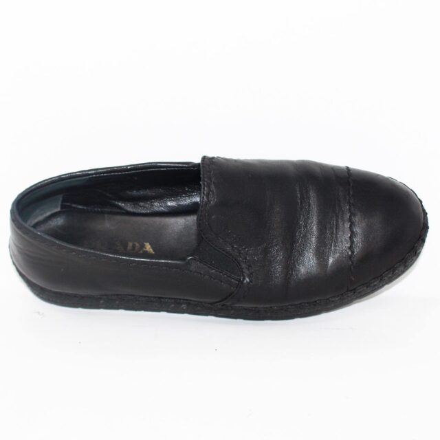 PRADA 39175 Black Leather Loafers US 7.5 EU 37.5 d