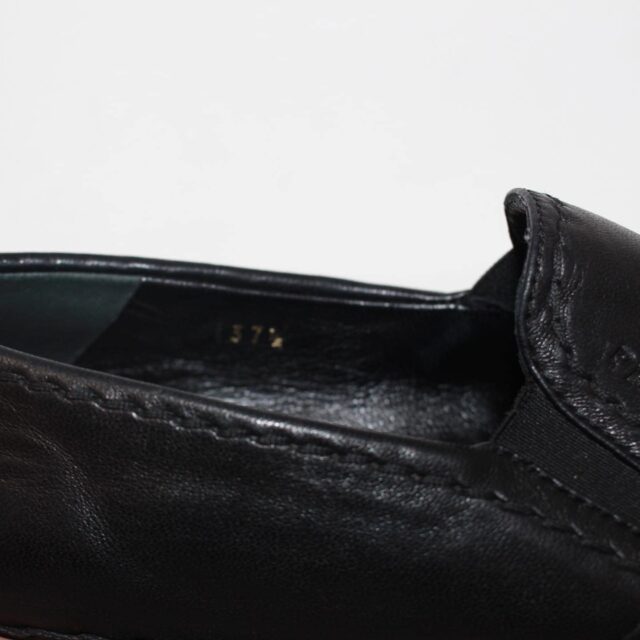 PRADA 39175 Black Leather Loafers US 7.5 EU 37.5 f