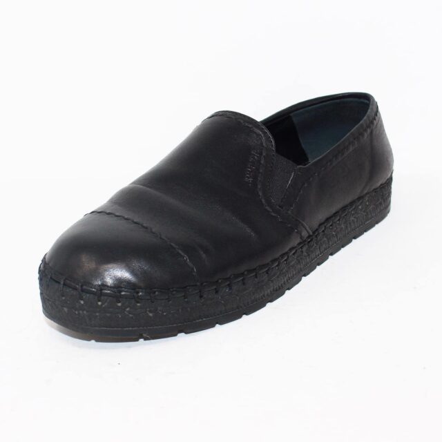 PRADA 39175 Black Leather Loafers US 7.5 EU 37.5 h