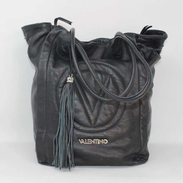 VALENTINO 39181 Black Leather Tote Bag a