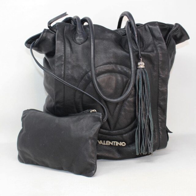 VALENTINO 39181 Black Leather Tote Bag b