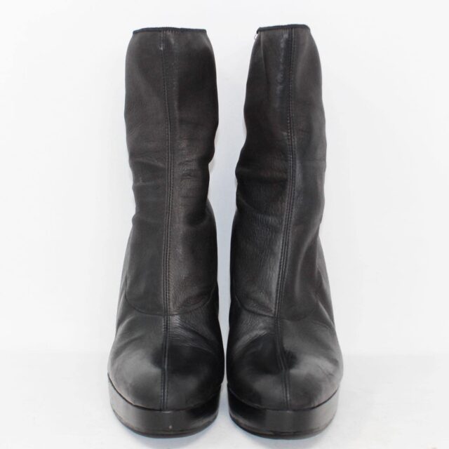 CELINE 39880 Black Leather Platform Heel Booties US 9.5 EU 39.5 c