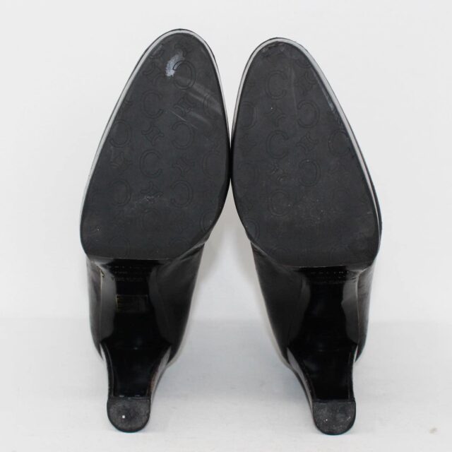 CELINE 39880 Black Leather Platform Heel Booties US 9.5 EU 39.5 f