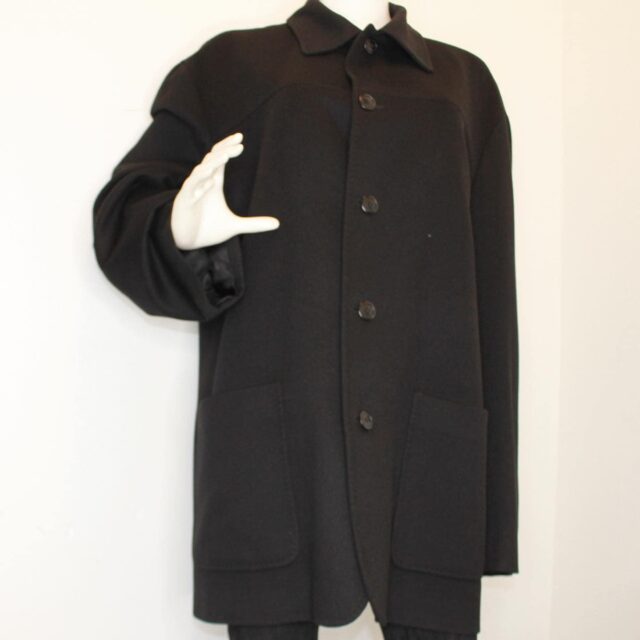 ERMENEGILDO ZEGNA 39555 Black Cashmere Coat Size XL a