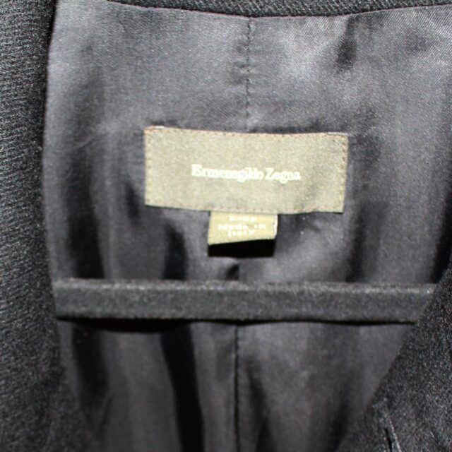 ERMENEGILDO ZEGNA 39555 Black Cashmere Coat Size XL h