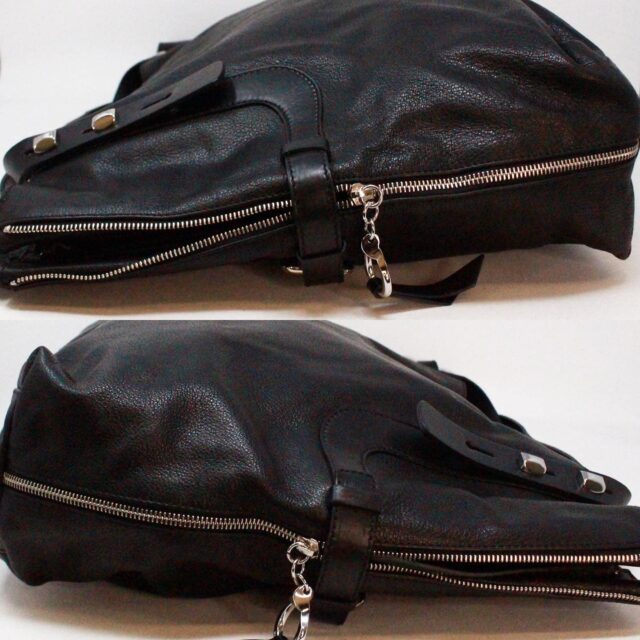 FRANCESCO BIASIA 39539 Large Black Leather Satchel Bag c