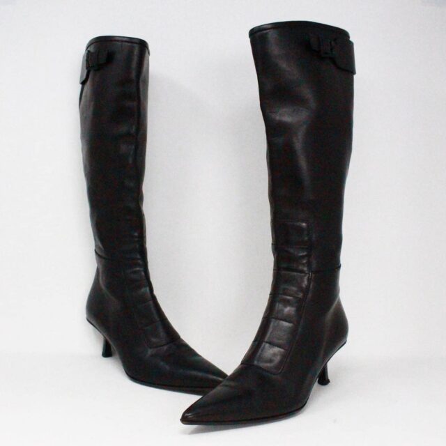 GUCCI 40013 Black Leather Kitten Heel Boots US 7.5 EU 37.5 a