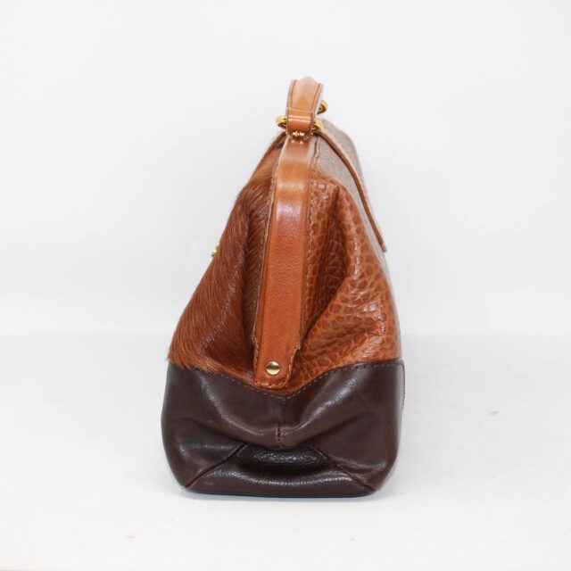 ISAAC MIZRAHI 39812 Brown Leather Cow Hair Crossbody Bag i