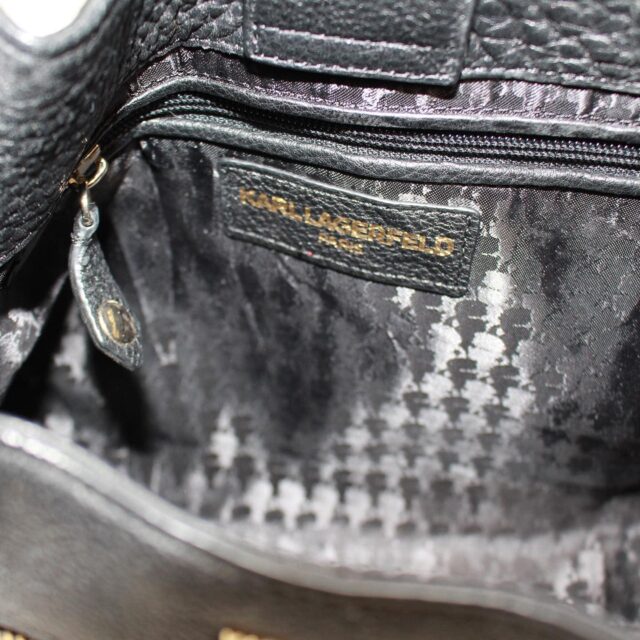 KARL LAGERFELD 29875 Black Leather Fabric Shoulder Bag f
