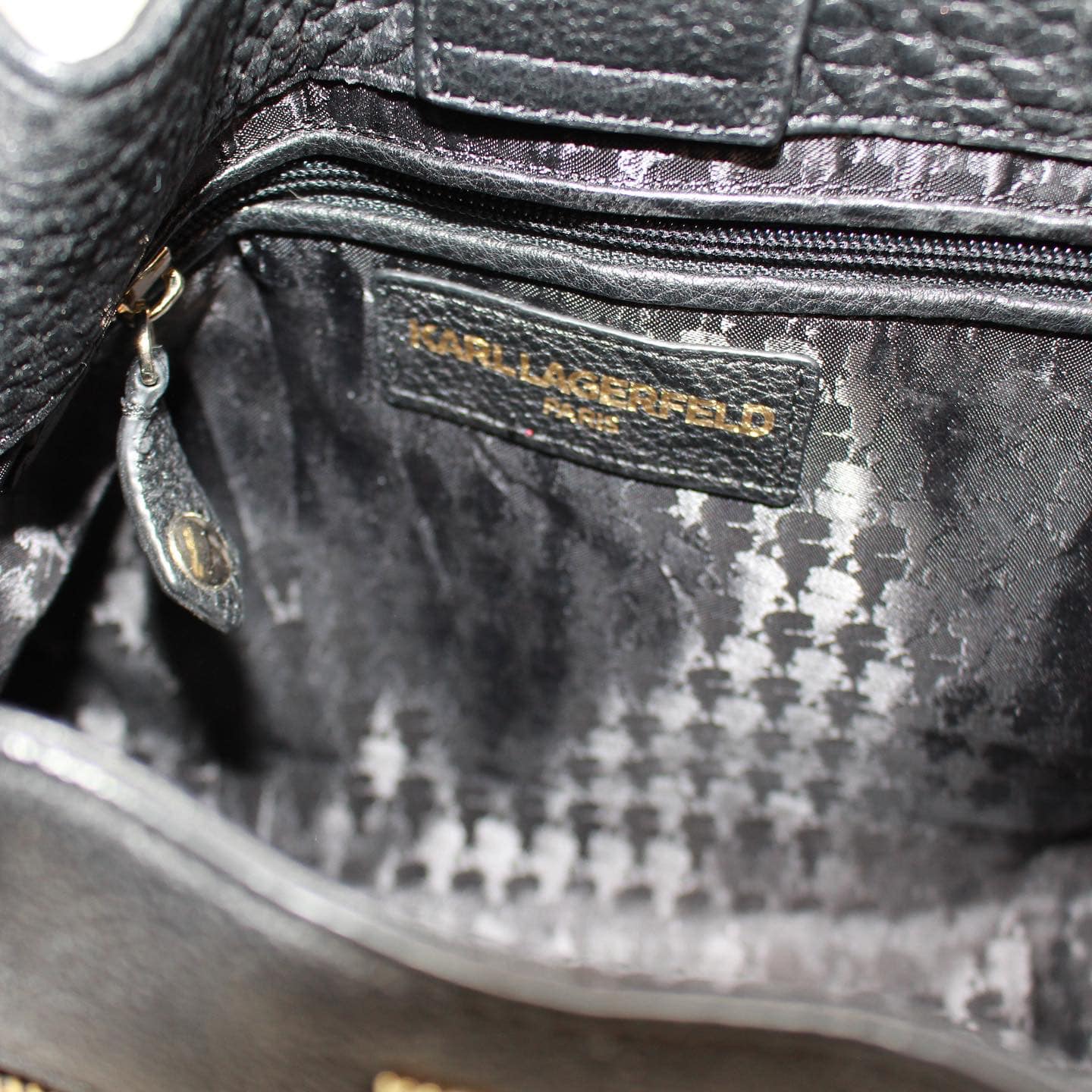 Karl Lagerfeld Clutch Bag, Black, Leather, 2023
