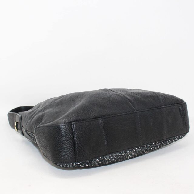 KARL LAGERFELD 29875 Black Leather Fabric Shoulder Bag g