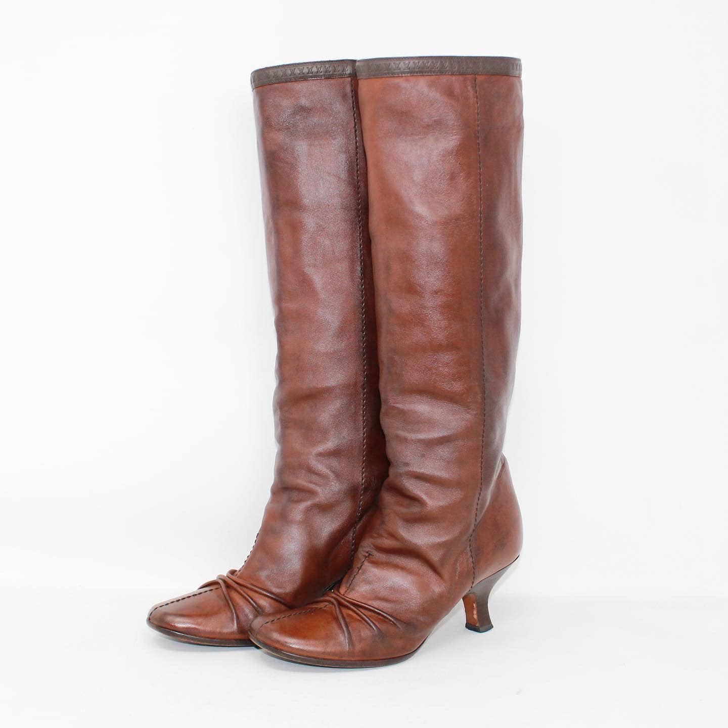 LOUIS VUITTON 39994 Vintage Brown Leather Heeled Boots US 5.5 EU 35.5 a