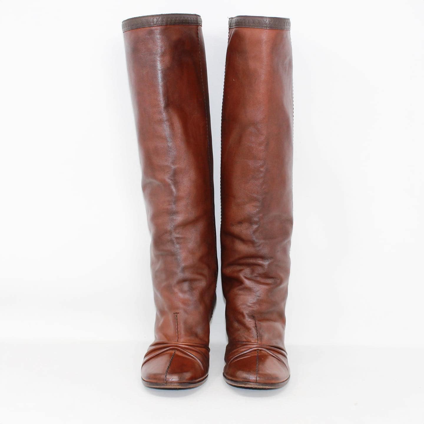 LOUIS VUITTON 39994 Vintage Brown Leather Heeled Boots US 5.5 EU 35.5 b