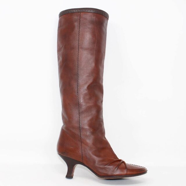 LOUIS VUITTON 39994 Vintage Brown Leather Heeled Boots US 5.5 EU 35.5 c