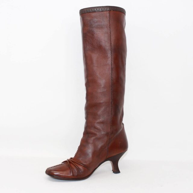 LOUIS VUITTON 39994 Vintage Brown Leather Heeled Boots US 5.5 EU 35.5 d
