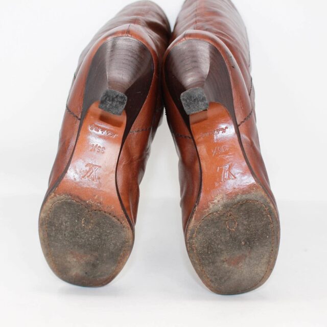 LOUIS VUITTON 39994 Vintage Brown Leather Heeled Boots US 5.5 EU 35.5 h