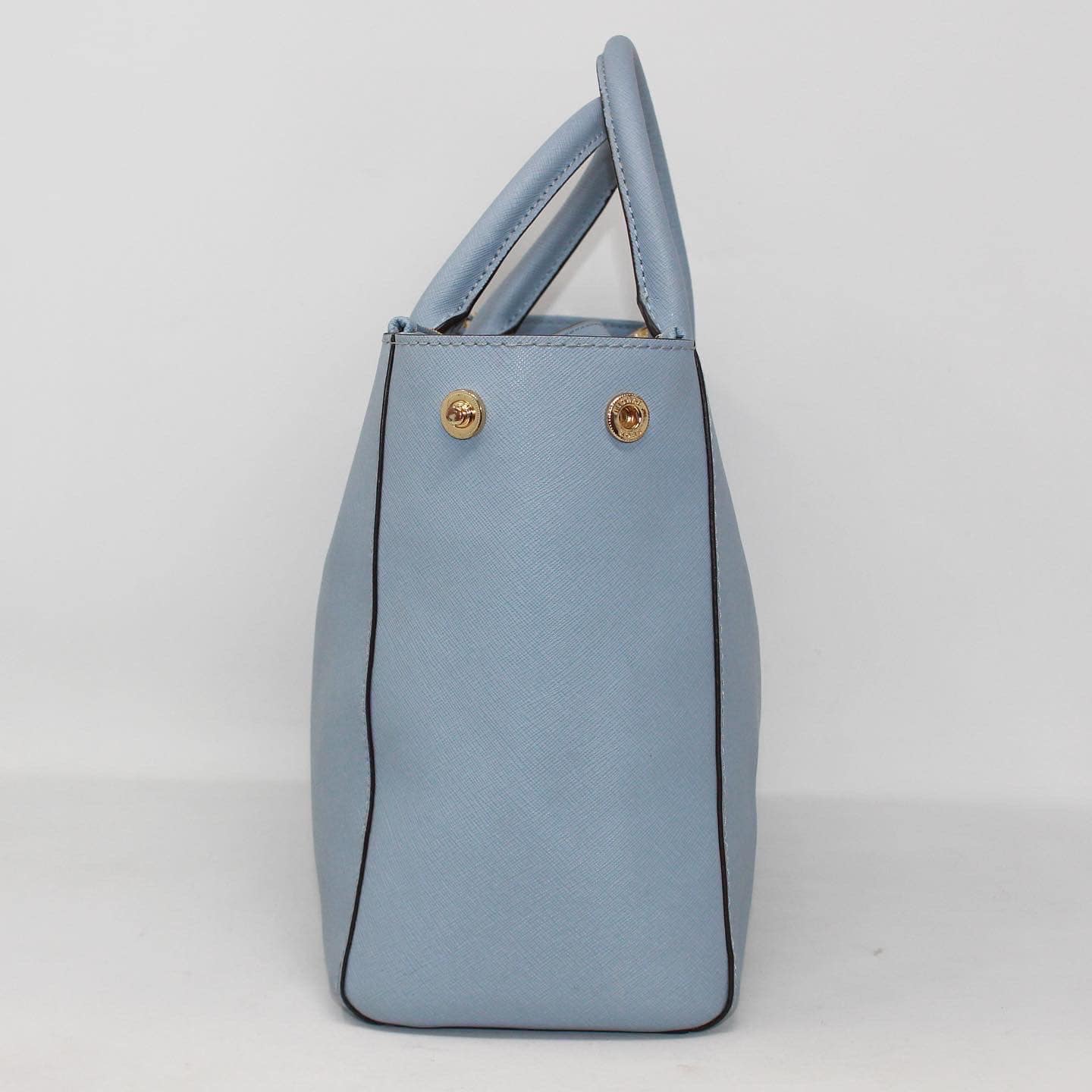 Buy the Michael Kors Navy Blue Tan Leather Tote Bag