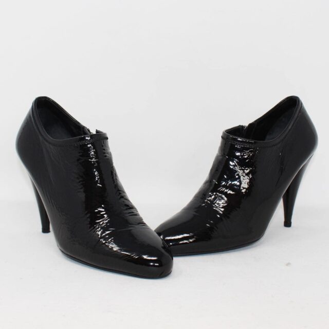 PRADA 39815 Black Patent Leather Bootie Heels US 7.5 EU 37.5 a