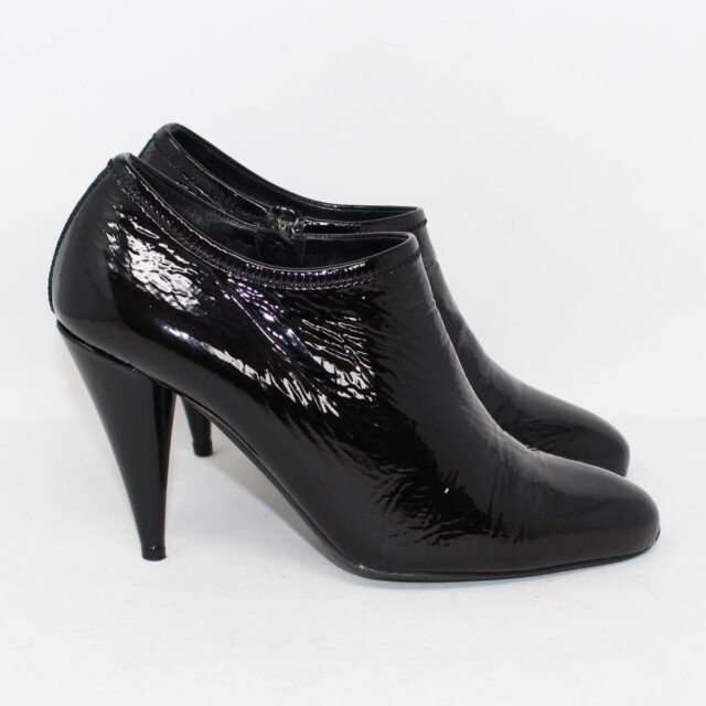 PRADA 39815 Black Patent Leather Bootie Heels US 7.5 EU 37.5 b
