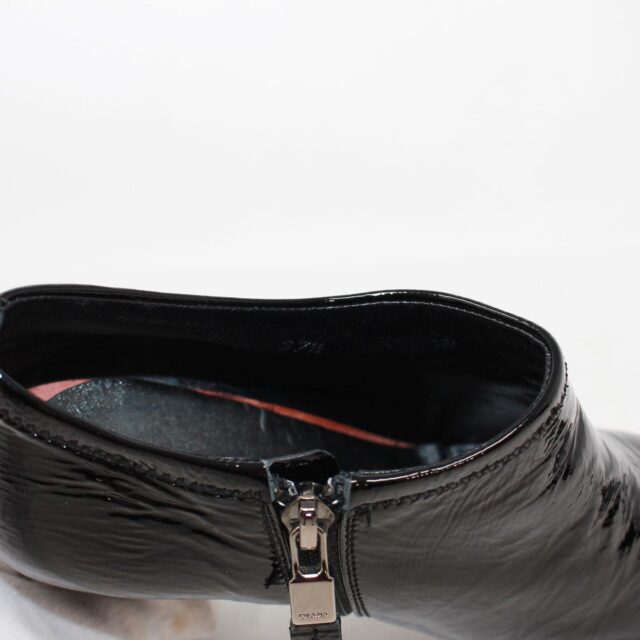 PRADA 39815 Black Patent Leather Bootie Heels US 7.5 EU 37.5 f