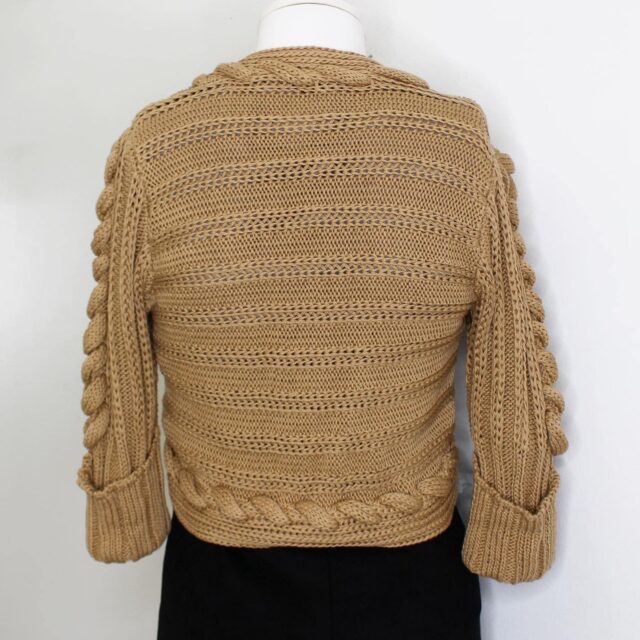 ROBERTO CAVALLI 39543 Tan Knit Golden Clasp Sweater Size 40 b