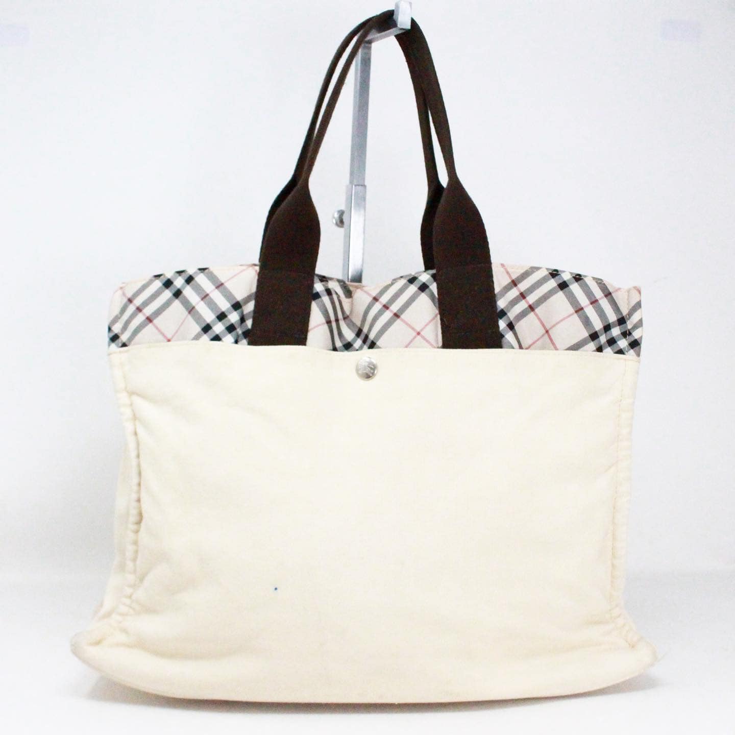 BURBERRY 40290 Ivory Canvas Small Tote Bag 1