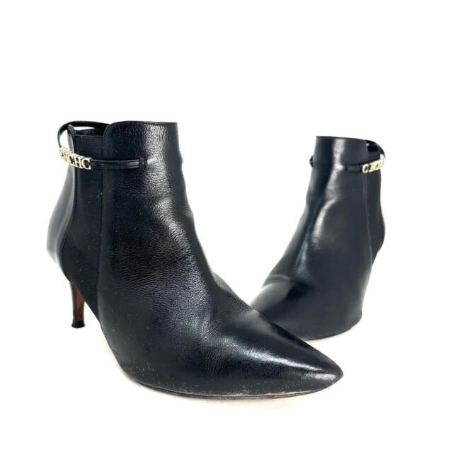 Carolina Herrera Black Leather Short Boots 9 US 39 EU item 40362 b