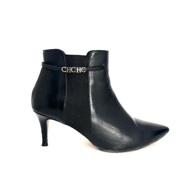 Carolina Herrera Black Leather Short Boots 9 US 39 EU item 40362 c