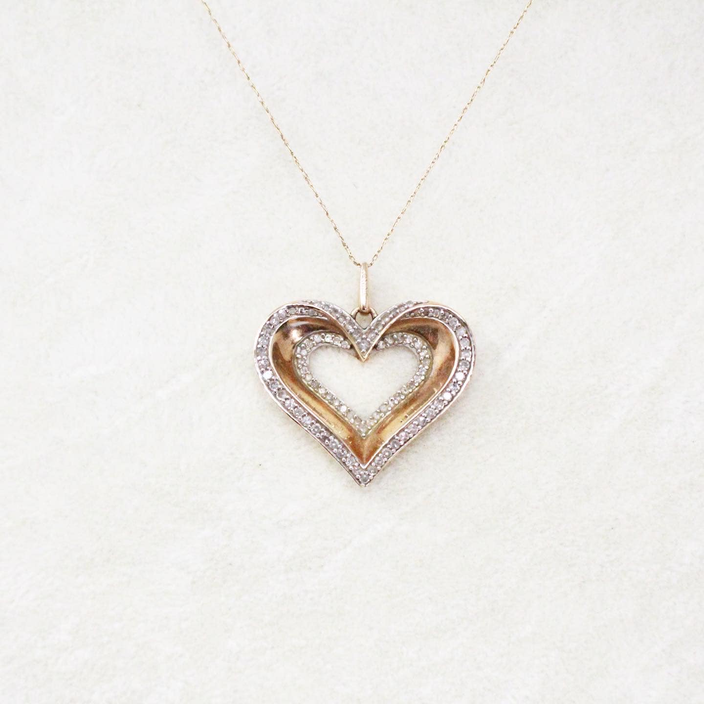 FINE JEWELRY 40300 Gold Chain with Diamond Heart Pendant Necklace 1