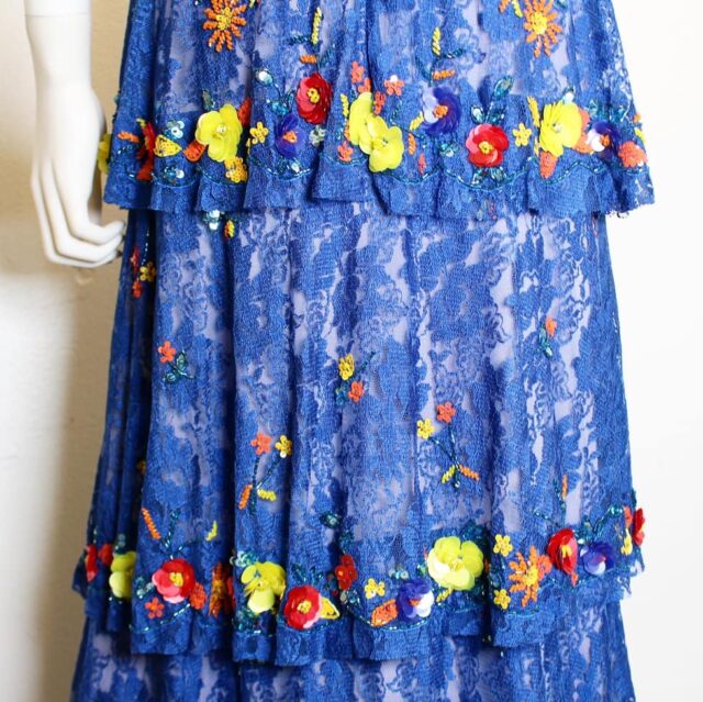 GIANNI BINI Royal Blue Four Layer Lace Bead Embellished Formal Dress item 40506 6