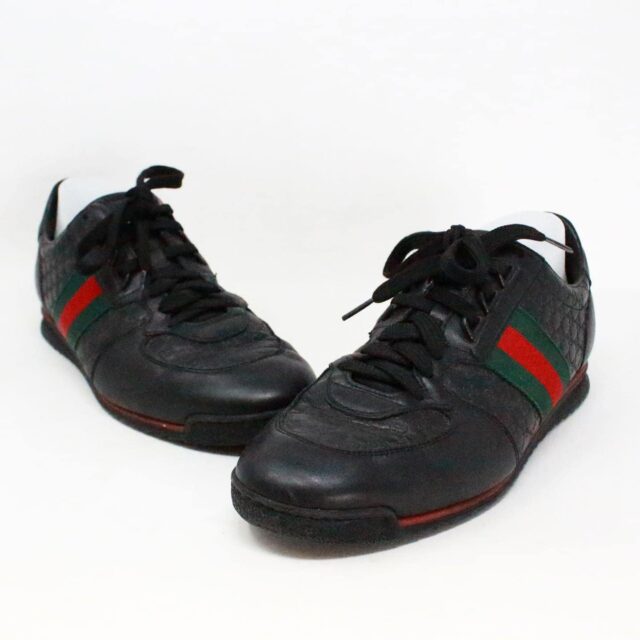 GUCCI 40281 Black Leather GG Embossed Sneakers US 7.5 EU 37.5 1
