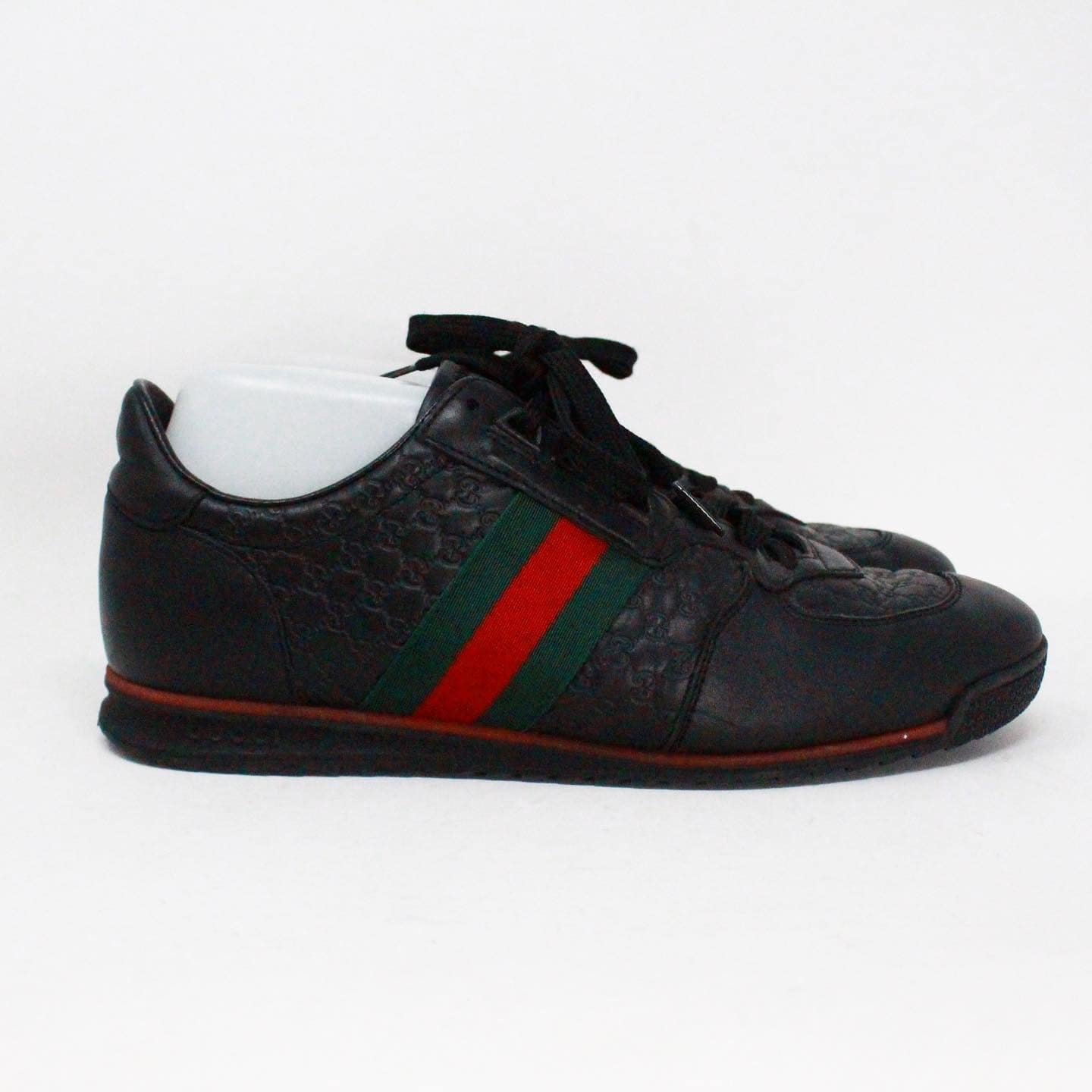 GUCCI 40281 Black Leather GG Embossed Sneakers US 7.5 EU 37.5 2