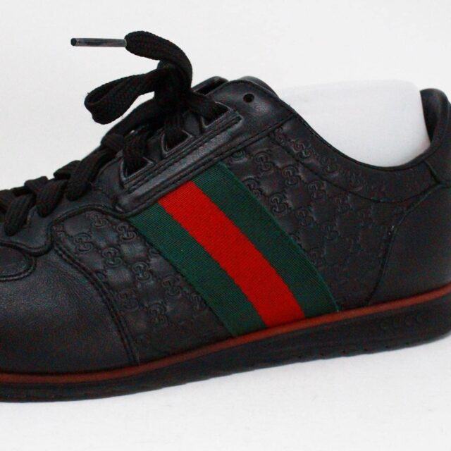 GUCCI 40281 Black Leather GG Embossed Sneakers US 7.5 EU 37.5 6