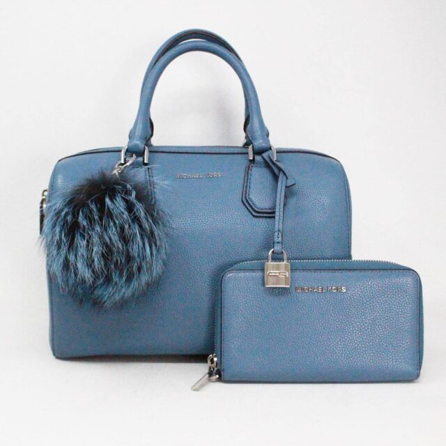 MICHAEL KORS 40188 Mercer Medium Blue Leather Duffle Bag with Matching Wallet 1