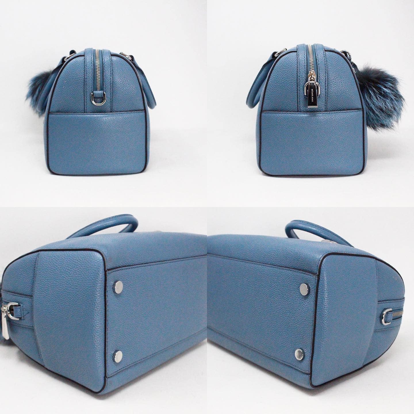 MICHAEL KORS #40188 Mercer Medium Blue Leather Duffle Bag with Matching  Wallet